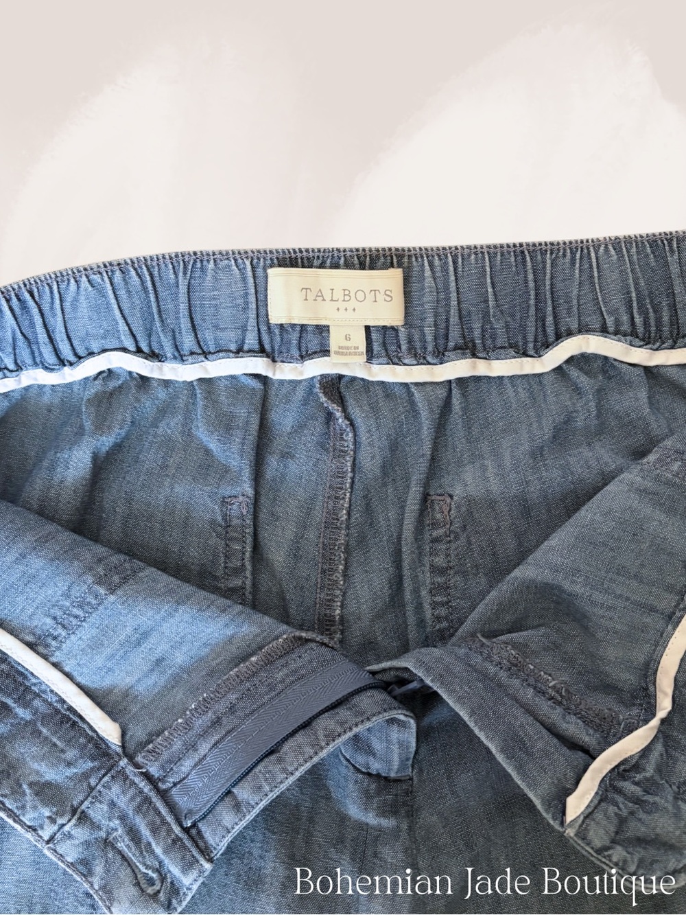 Talbots Chambray Wide Leg Patch Pocket Pants Women’s size 6 - Picture 3 of 5